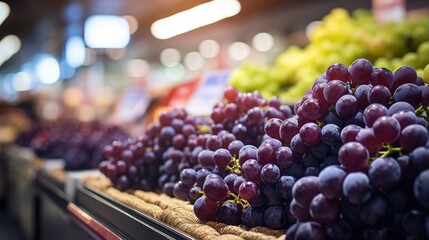 Grapes in a supermarket fruit stand