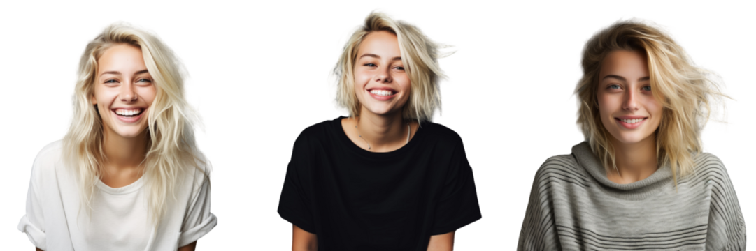 Attractive young woman with blonde hair posing joyfully - Powered by Adobe