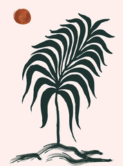 Picture of trees and sun abstract minimal style