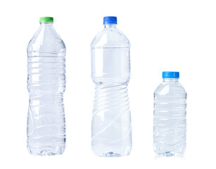 Plastic water bottle isolated on white background.
