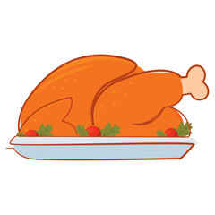 Isolated colored roasted turkey icon Vector