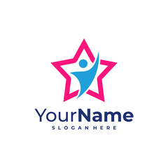 Leader logo design Template. Star People logo vector illustration.