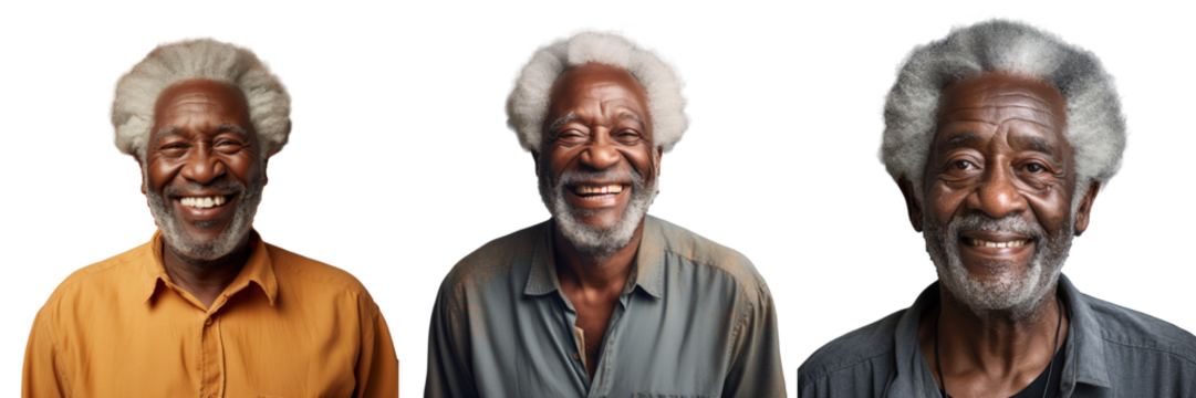Smiling Afro elderly man with text space gazing at camera - Powered by Adobe