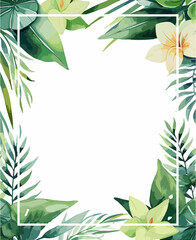 Tropical Floral Border Frame Design Vector Illustration 