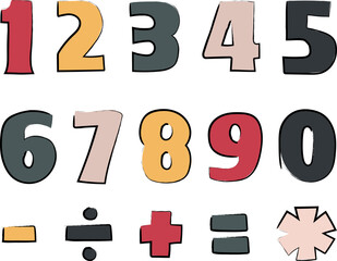 Set of hand drawn vector numbers isolated on white background