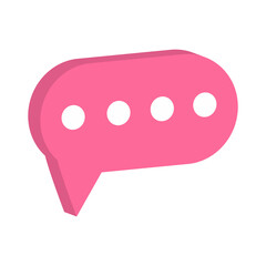 3D pink speech bubble icons. Realistic 3D chat, talk, messenger, communication, dialogue bubble icon. Vector illustration
