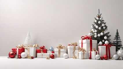 Fototapeta na wymiar christmas tree and gifts transparent background