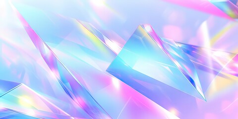 Holographic background with glass shards. Rainbow reflexes in pink and purple color. Abstract trendy pattern. Texture with magical effect - obrazy, fototapety, plakaty
