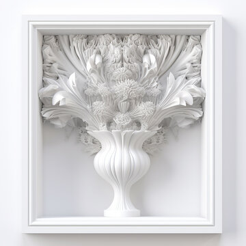 Un souffleur de verre qui sculpe un vase fractal in white frame