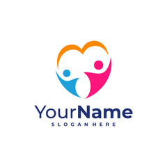 Love with Leader logo design Template. Love with People logo vector illustration.