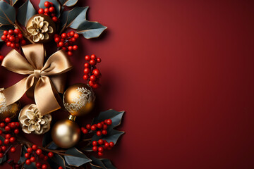 Fototapeta na wymiar christmas decoration on red background