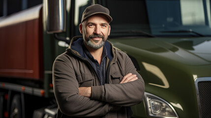 Positive male truck driver close-up
