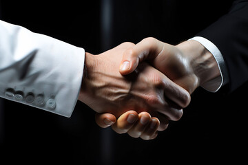 Businessmen handshake and congratulating greeting. The successful collaboration concept. Generative AI