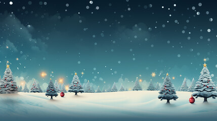 blue christmas background with snow-covered firs. copy space for text