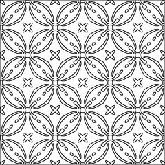 Vector pattern with symmetrical elements . Modern stylish abstract texture. Repeating geometric tiles from striped elements.Black and white pattern.