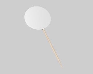 Round flag on wooden toothpick. Round paper topper for cake or other food, 3d illustration.