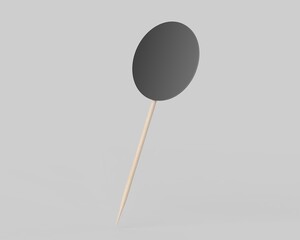 Round flag on wooden toothpick. Round paper topper for cake or other food, 3d illustration.