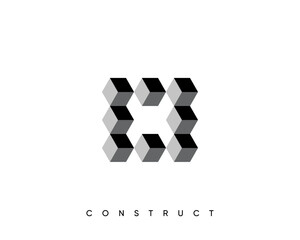 Construct logo design template for business identity. Abstract construction, architecture, structure and planning vector sign.