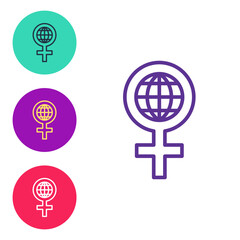 Set line 8 March icon isolated on white background. International Happy Women Day. Set icons colorful. Vector