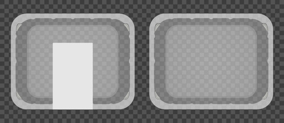 Empty plastic food container. Packaging for meat, fish, vegetables and fruit. Vector illustration.