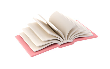 3d icon open book school, diary with white paper blank pages and bookmark. Cartoon minimal style isolated with clipping path