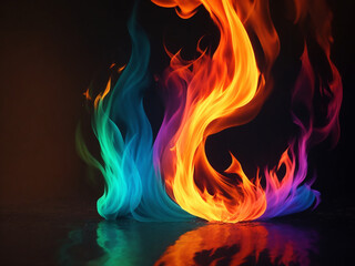 colourful fire in the dark background wallpaper