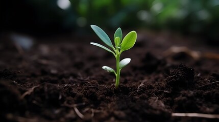 Little tree growing from soil, Generative AI illustrations