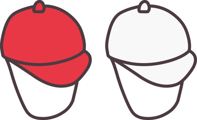 シンプルにデフォルメした赤白帽の手書きイラストセット