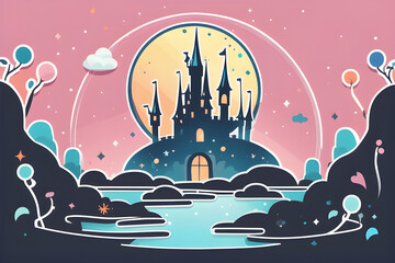 landscape with moon Generative AI