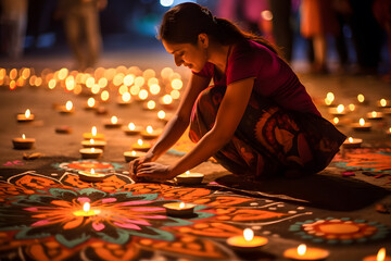 Woman and Diwali AI generated art