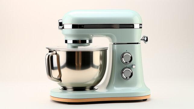Single Cake Mixer on Solid Color Background. Generative AI.