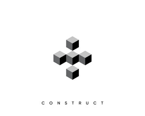 Construct logo design template for business identity. Abstract construction, architecture, structure and planning vector sign.
