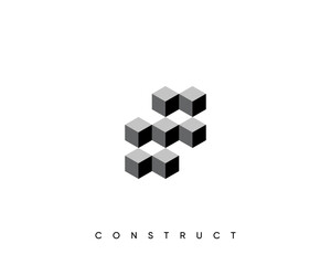 Construct logo design template for business identity. Abstract construction, architecture, structure and planning vector sign.