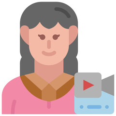 woman vlogger flat icon
