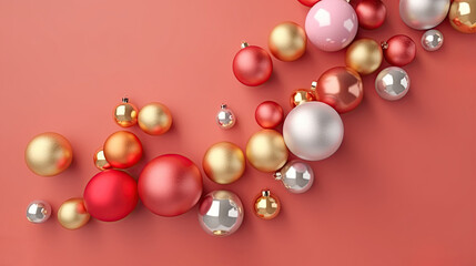New Year Christmas golden red ornaments background