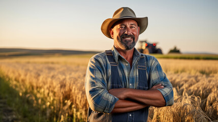 Portrait of a farmer against the backdrop of his fields.