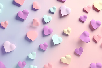 Bright color 3D Valentine Day hearts background