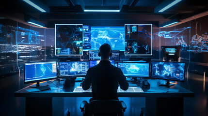 AI Expert in a Futuristic Control Room: Managing Neural Networks & Making Real-Time Decisions via Holographic Interface