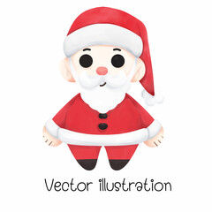cute santa claus for christmas with watercolor vector illustration