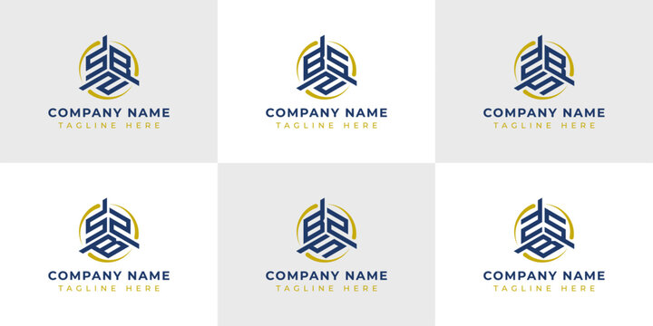 Letter SBZ, SZB, BZS, BSZ, ZSB, ZBS Hexagonal Technology Logo Set. Suitable for any business.