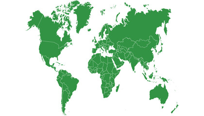 World map. Silhouette map. Green modern vector map	