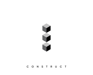 Construct logo design template for business identity. Abstract construction, architecture, structure and planning vector sign.