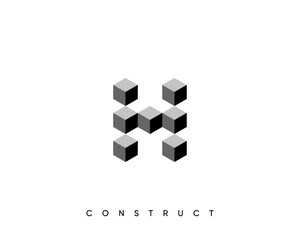Construct logo design template for business identity. Abstract construction, architecture, structure and planning vector sign. Monogram letter H.