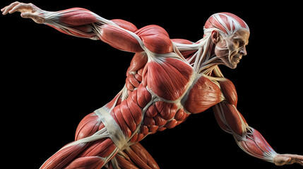 Anatomical Illustration of Muscles in the Upper Body