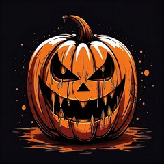halloween pumpkin on black background. Generated AI