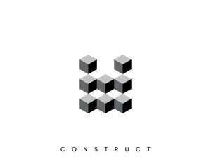 Construct logo design template for business identity. Abstract construction, architecture, structure and planning vector sign.