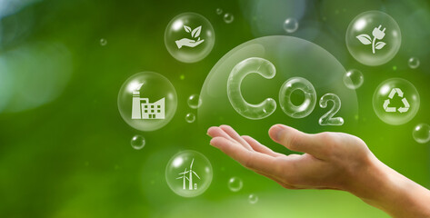 Carbon Credits or CO2 Trading Carbon Trading Certificates Sustainable business and environment Industries and companies Reduce carbon emissions to achieve net zero emissions.