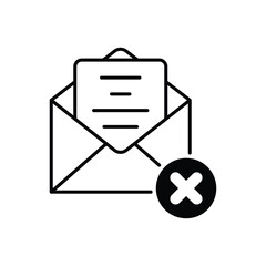 Envelope icon with cancel sign. Envelope icon and close, delete, remove symbol. Vector icon