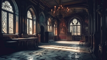 Obraz premium horror halloween haunted castle on creepy spooky night