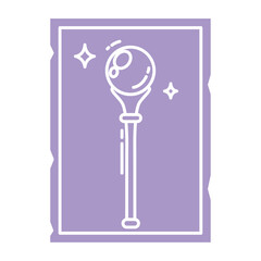 Outline of a magic staff on a tarot card Vector